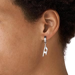Amazon.co.jp: ディーゼルピアス 男性用 スチール 38mm シルバー